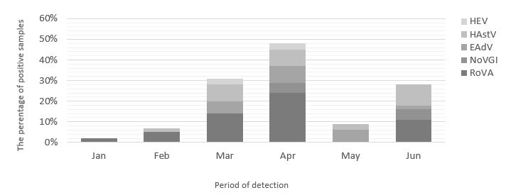 Figure 5. Distribution of gastroenteric viruses during the study period.